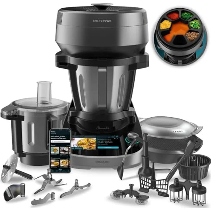 Cecotec Küchenroboter Mambo CooKing Total Gourmet, 2200 W, 45 Funktionen, 5L Unique Krug und 5L Victory Krug, Zubehör - Edelstahl – Bild 1
