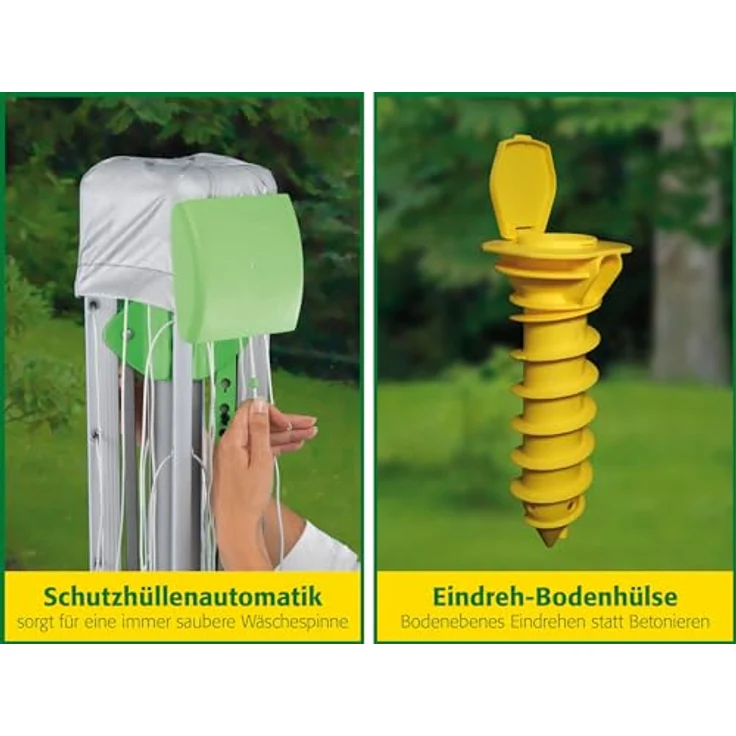 Juwel Wäschespinne Novaplus 600 Lift (Ein-Hand-Spannautomatik, Höhenverstellung, mit Eindrehbodenhülse, 51 m Wäscheleine, eingebaute Schutzhülle) 30091 – Bild 3