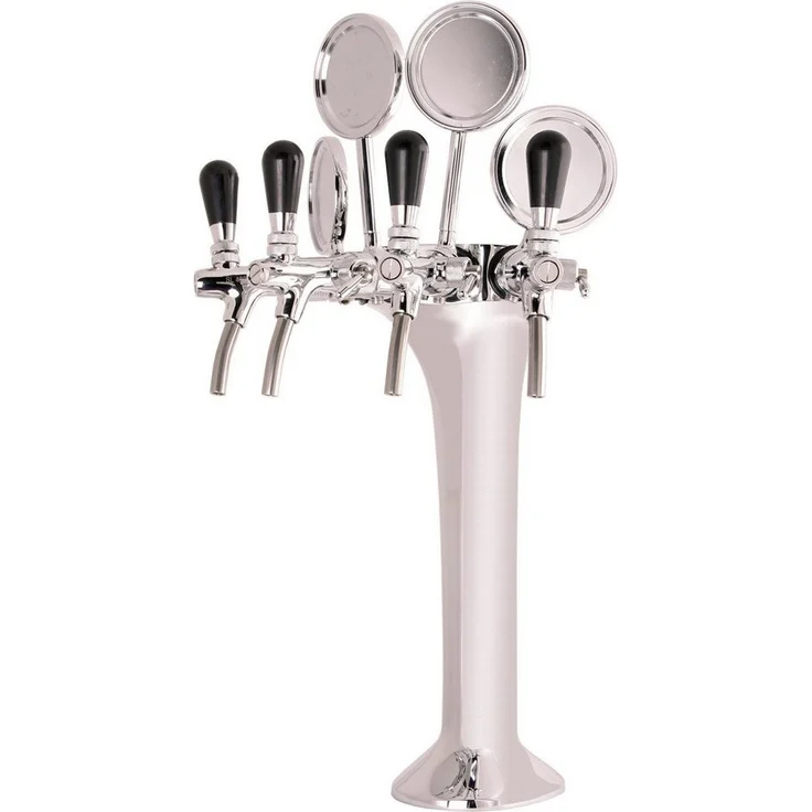 ich-zapfe Bierzapfanlage Schanksäule Chrom 4-leitig, elegante Bauweise mit optimaler Kühlung und hygienischem Zapfen
