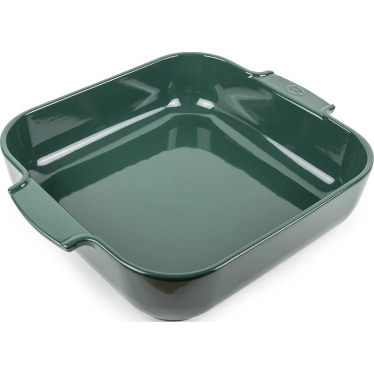 Peugeot Appolia Auflaufform quadratisch, 36 cm, waldgrün, Keramik mit Emaillebeschichtung, für Ofen, Mikrowelle, Gefrierschrank und Geschirrspüler