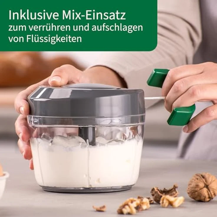 Chefkoch Multi-Zerkleinerer 5-teilig – Schneider für Gemüse, Obst, Kräuter & Nüsse – Inklusive Mix-Einsatz zum Verrühren und Aufschlagen von Flüssigkeiten – Bild 5