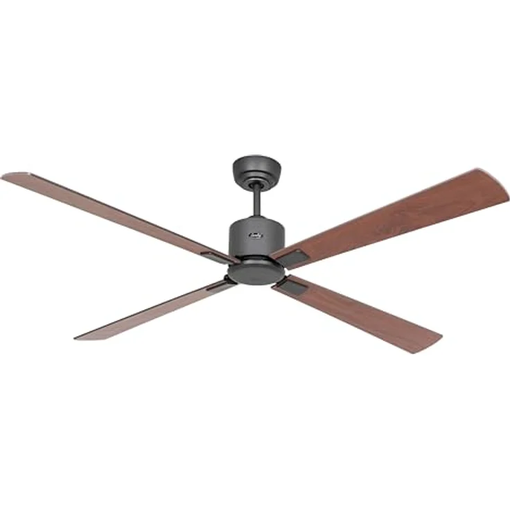CASAFAN Eco Neo III, Energiespar Deckenventilator mit Fernbedienung, WiFi, 152 cm, basaltgrau, Wendeflügel Nussbaum/Kirschbaum – Bild 2