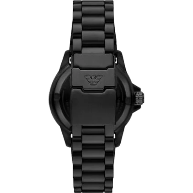 Emporio Armani Armbanduhr für Herren, Quarzwerk mit 42,5 mm Gehäuse, Edelstahl-, Leder- oder Silikonarmband, blau und schwarz, wasserdicht bis 200 m, Saphirglas – Bild 4