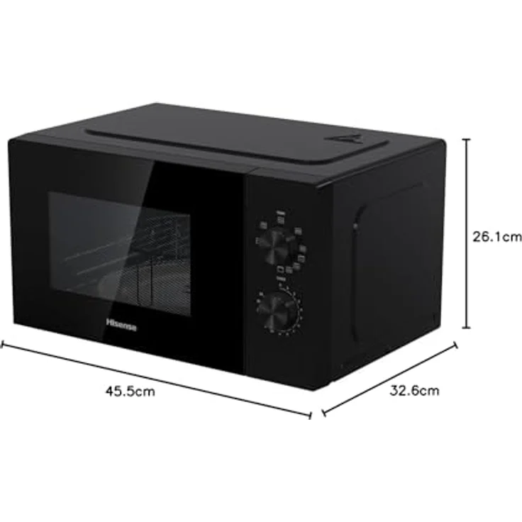 Hisense H20MOBP1G Mikrowelle mit Grill, Fassungsvermögen 20 l, 700 W Leistung, 900 W Grill, 5 Stufen, Timer 30 Min, Auftaumodus, Griff, Schwarz – Bild 3