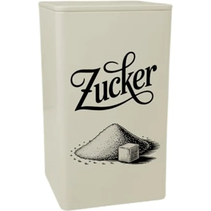 speecheese Zucker Vintage VorratsDose 900ml, nostalgisches Design mit eleganter Kalligraphie und Zuckermotiv, weiß