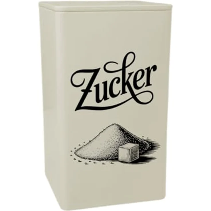 speecheese Zucker Vintage VorratsDose 900ml, nostalgisches Design mit eleganter Kalligraphie und Zuckermotiv, weiß – Bild 1