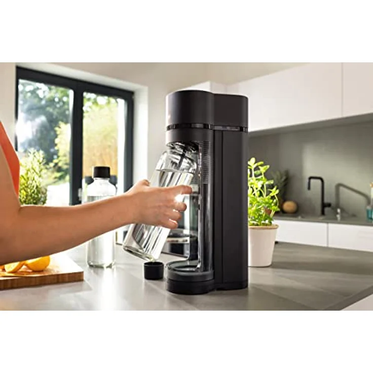 Sodapop Wassersprudler Logan, inkl. 2 Glasflaschen (850 & 600 ml) und 1 PET-Flasche (850 ml), Matt Schwarz, Höhe 42,6 cm – Bild 4