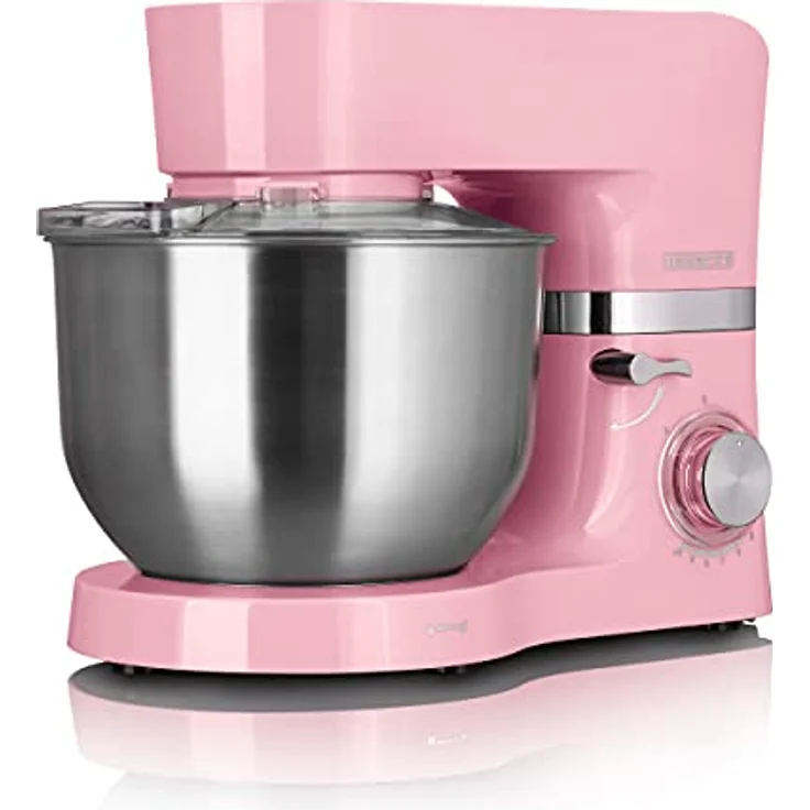 HEINRICHS Küchenmaschine Knetmaschine Teigmaschine 1300W.Küchengerät Rührbesen Knethaken Schneebesen Spritzschutz 10 einstellbare Geschwindigkeiten XL 6,2L Edelstahlschüssel geräuscharm (Rosa) – Bild 1