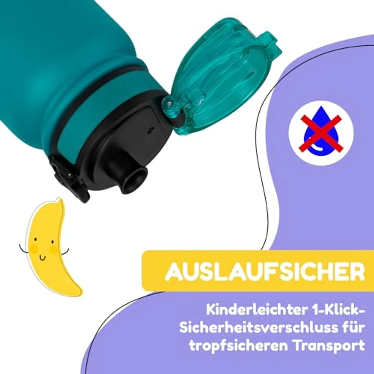 schmatzfatz Trinkflasche Kinder Auslaufsicher, 550ml Edelstahl-Trinkflasche für Schule & Kindergarten, Wasserflasche BPA-Frei, Für Kaltes & Heißes, Auslaufsichere Trinkflasche für Mädchen & Jungen – Bild 2