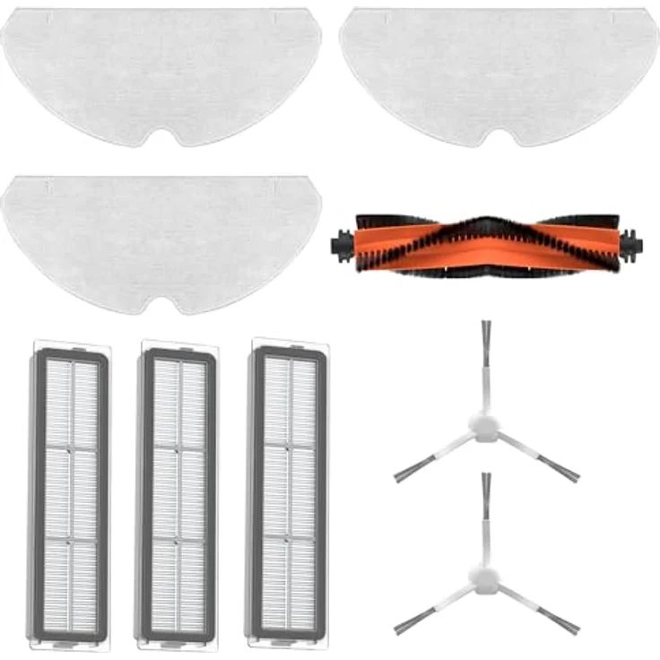 Dreame Accessory Kit D9 Max, Staubsauger Roboter Zubehör mit Hauptbürste, Seitenbürsten, Staubbehälterfiltern und Wischmop-Tüchern, Weiss – Bild 2