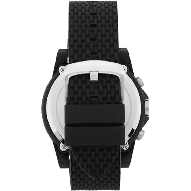 Armani Exchange Quarz-Chronograph mit 44mm Gehäuse, schwarzem Zifferblatt und silikonarmband in Schwarz und Grün – Bild 3