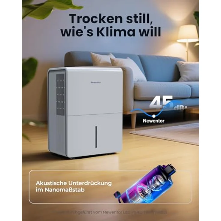 Newentor Luftentfeuchter 25L/24h, für 215m³/80m² Räume, 3-fach Geräuschreduktion, stromsparender Chip, 10 Jahre Garantie – Bild 3