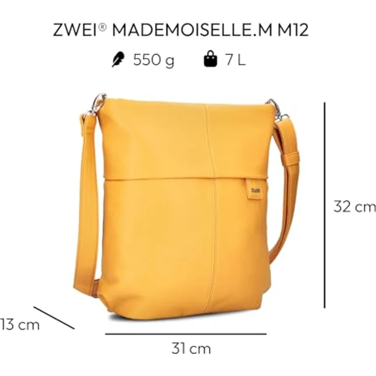 Zwei Mademoiselle M12, Handtasche für Damen, leicht und praktisch, gelb – Bild 2