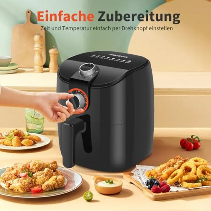 Aigostar Hayden Alpha 4L Heißluftfritteuse mit 1500 W, 30-Minuten-Timer, einstellbarer Temperatur, Überhitzungsschutz, Schwarz – Bild 2