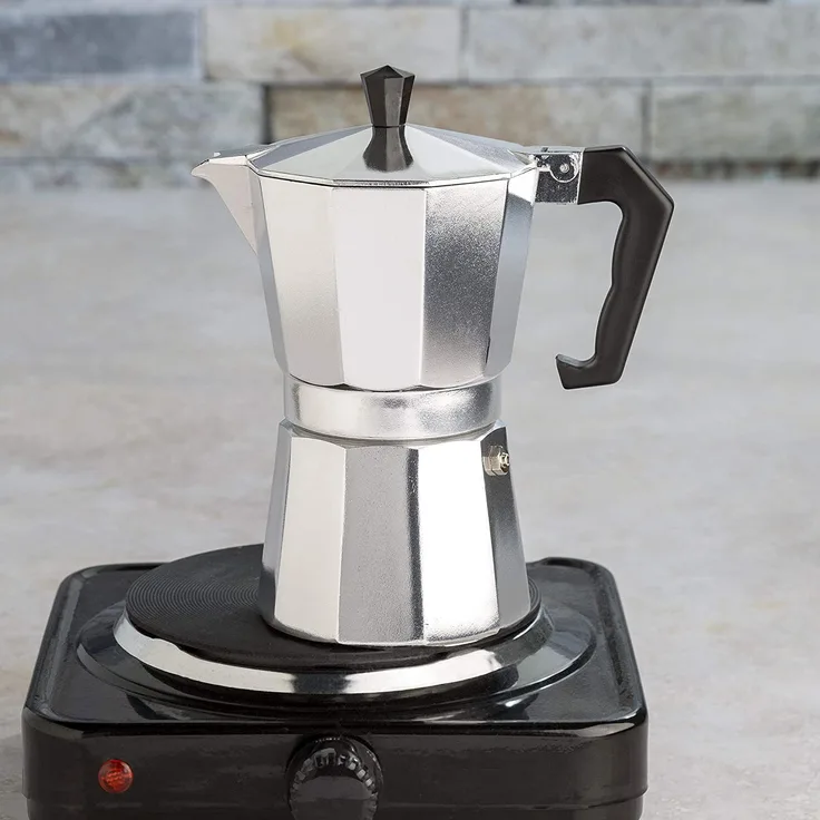 Faizee Möbel Espressokocher Mokka Premium Espresso Aluminium grau 12 Tassen 600 ml, 0.6l Kaffeekanne