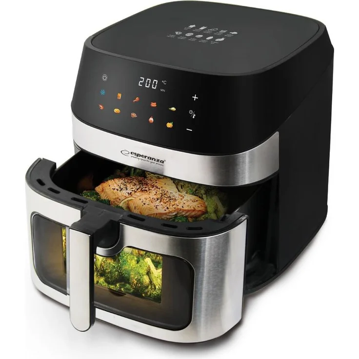 ESPERANZA EKA005, Non-fat fryer 8L Inox mit 1600 Watt und Antihaftbeschichtung