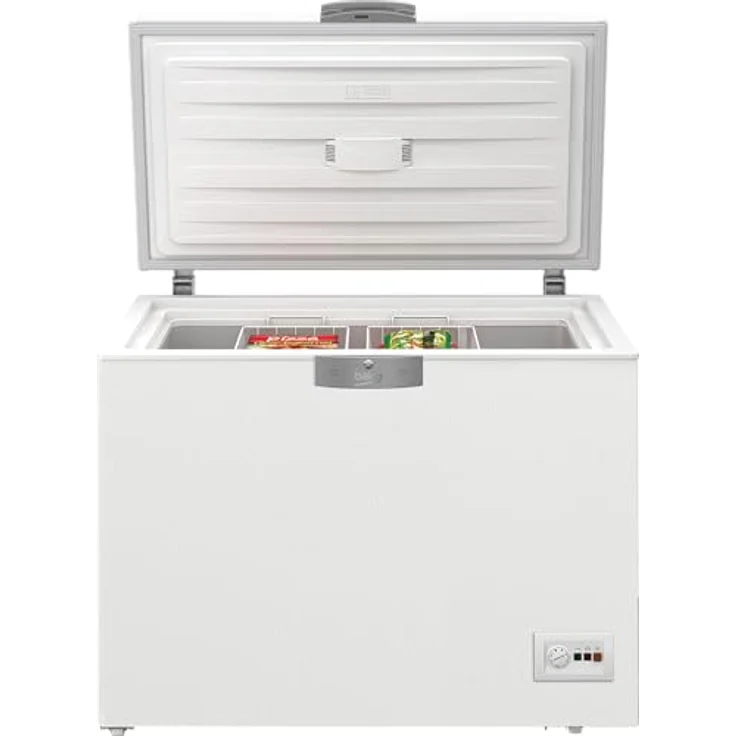 Beko HSM22340 Gefriertruhe, 230 l Nutzvolumen, 2 Gefriergutkörbe, LED-Anzeige, abschließbar, Innenbeleuchtung, Weiß – Bild 2