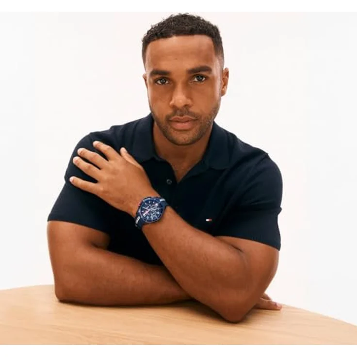 Tommy Hilfiger Chronograph Quarz Uhr für Herren, Marineblau mit Silikonarmband und 5 ATM Wasserdichtigkeit – Bild 4