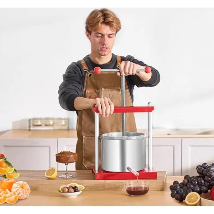 VEVOR Obstweinpresse SFP-6L, 6L Manuelle Saftpresse mit T-Griff, Edelstahlfässer und robuste Aluminiumlegierung für die Küche – Bild 8