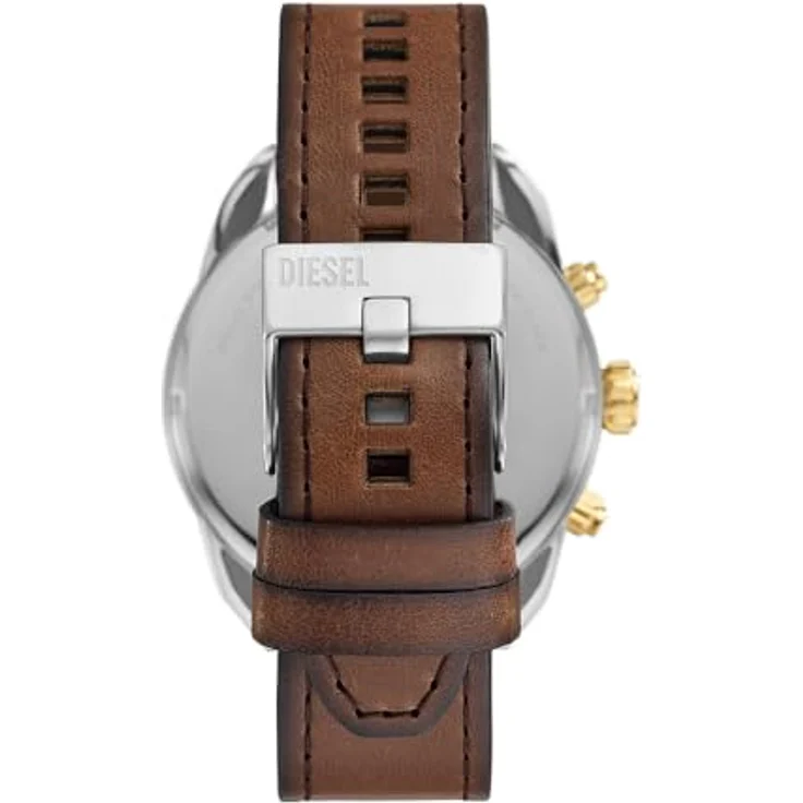 Diesel Chronograph SPIKED, Quarzuhr, Armbanduhr, Herrenuhr, Stoppfunktion, Lederarmband, silberfarben/braun – Bild 5
