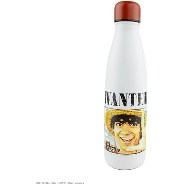 Cinereplicas One Piece - Wanted Luffy Isolierte Wasserflasche - 500ml - Offizielle Lizenz, hält heißes Wasser kochend heiß und kaltes Wasser eiskalt – Bild 3
