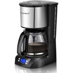Aigostar Filterkaffeemaschine Edelstahl mit Timer, 1,5L, 800W, Korbfilter, digitale Steuerung