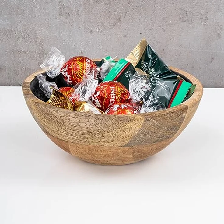 levandeo Schüssel 15cm Mango Holz Grau Perlmutt Emaille Salatschüssel Unikat rustikal modern – Bild 4