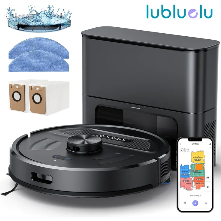 Lubluelu L20 MAX Staubsauger Roboter, 5500Pa Saugkraft, 2.5L Selbstentleerungsstation, 150 Min. Laufzeit, LiDAR Navigation, Ideal für Tierhaare