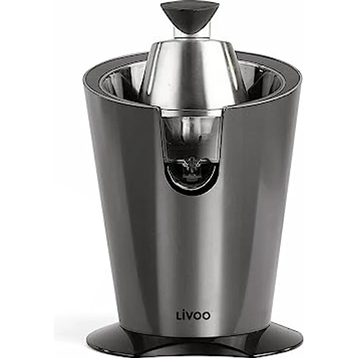 Livoo DOD16 Elektrische Zitruspresse aus Edelstahl, leise, leistungsstark, langsames Drehen, Hebelarm, 2 austauschbare Konen | DOD164, 160 W, 0,37 kg – Bild 2