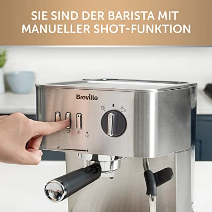 Breville Bijou Barista VCF149X, Automatische Espressomaschine mit 15-Bar-Pumpe, Dampfdüse für mikroschaumige Milch, Silber – Bild 3