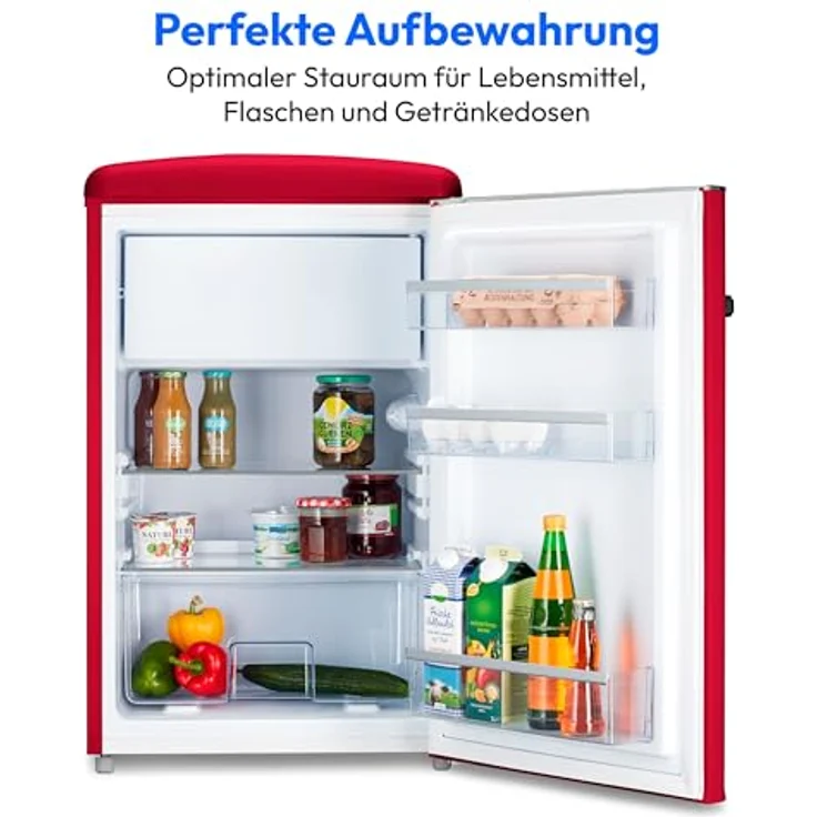 MEDION Retro Kühl-Gefrierkombination MD 37790 (108L Nutzinhalt, LED Innenbeleuchtung, stufenlose Temperaturregelung) - Velvet Rouge – Bild 4