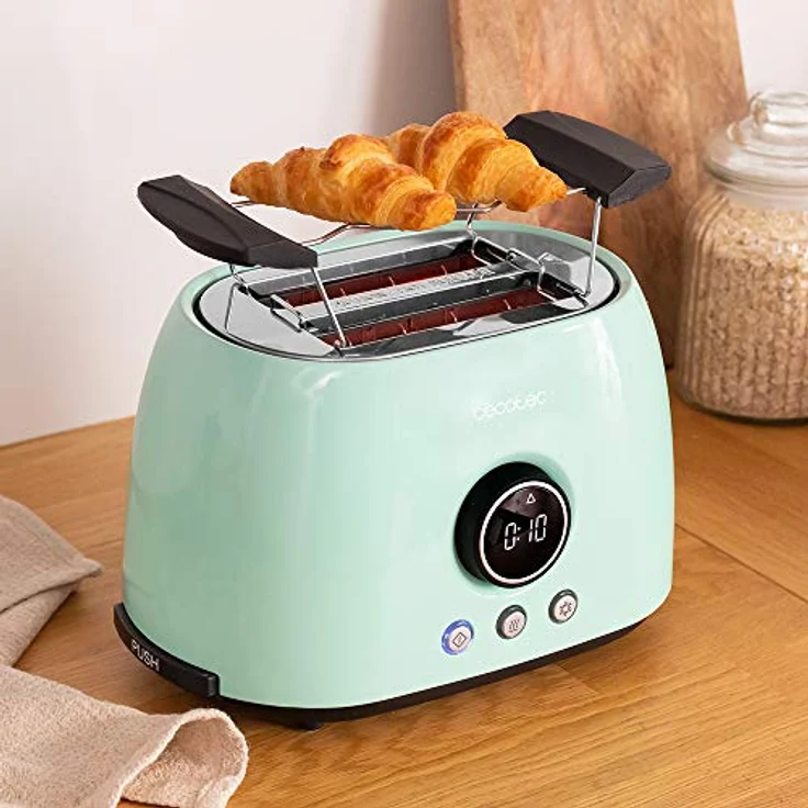 Cecotec Digitale Toaster ClassicToast 8000 Blue Double. 800W, 2 Extra breiten kurzen Schlitzen, 3 Voreingestellte Funktionen – Bild 3