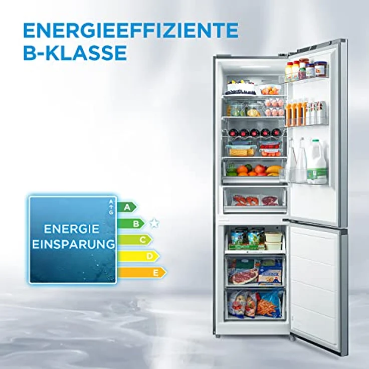 Midea MDRB521MGB02 Kühl-/Gefrierkombination/NoFrost/Inverter Kompressor/Metal Cooling/Niedrigtemperaturzone/180° Verstellbare Gefrierfach-Schublade/201 cm hoch/256 L Kühlteil/122 L Gefrierteil – Bild 2