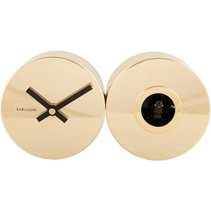 Karlsson Kuckucksuhr Duo Cuckoo Plated, Rechteckige Wanduhr in Gold, 26x7.2x13cm aus Stahl, moderne Kuckucksuhr für das Wohnzimmer – Bild 1