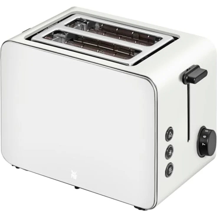 WMF Stelio Toaster 2 Scheiben Edelstahl, Doppelschlitz Toaster mit Brötchenaufsatz, Bagel-Funktion, 7 Bräunungsstufen, 900 W, Toaster edelstahl matt grau – Bild 1