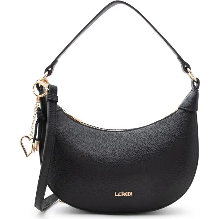 L.Credi Ragna Schultertasche, 26 cm, schwarz, aus 100% Polyurethan
