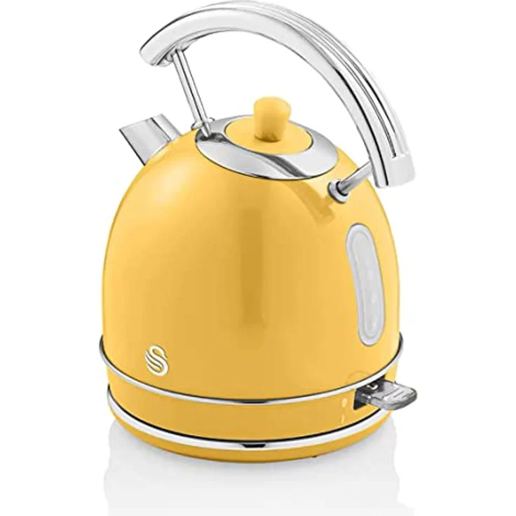 Swan Retro Wasserkocher 1,8 Liter, Vintage Design, 2200W, kabellos, BPA-freier Edelstahl, Gelb, mit Abschaltautomatik und Anti-Kalk-Filter – Bild 5