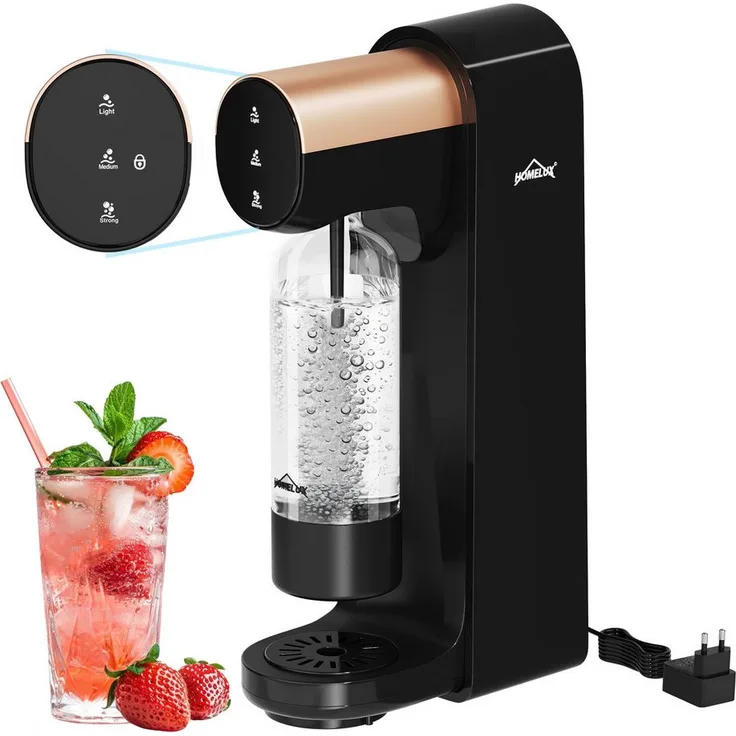 HOMELUX Wassersprudler Sprudelwasser Maschine mit 1 BPA-freier PET-Flasche, inklusive Ladekabel und Bedienfeld