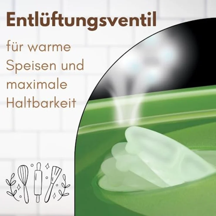 GarPet 4er Set Frischhaltedosen mit Abtropfgitter und Dampfventil, luftdicht, 2,5 L, transparent mit rot/grünem Deckel – Bild 5