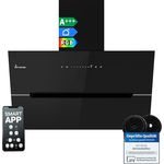 KKT KOLBE ECCO8005SM Dunstabzugshaube 80 cm, 782 cbm/h, kopffrei, Wandhaube, Schwarz Glas, Smart WiFi App, RGBW-LED-Beleuchtung, Energieeffizienzklasse A+++