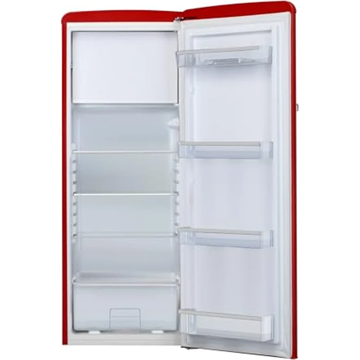 Amica KSR 364 150 R Retro-Kühlschrank, freistehend, rot, Energieklasse E – Bild 8