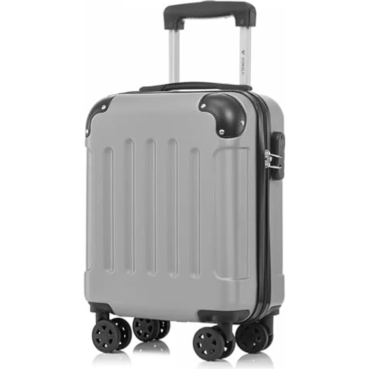 YONSLY Kabinenkoffer S, Hartschalenreisekoffer in Hellgrau, mit abnehmbaren Rädern, 4x 360° Rollen, Zahlenschloss und Gummigriff – Bild 1