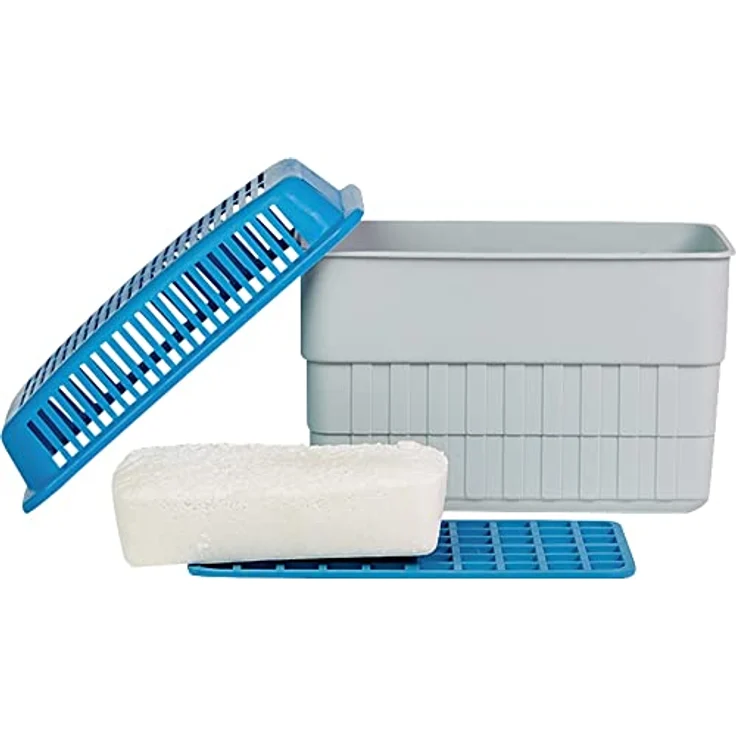 WENKO Feuchtigkeitskiller mit 1 kg Granulatblock, Raumentfeuchter, fasst bis zu 1,4 l Feuchtigkeit, laborgeprüft, nachfüllbar, reduziert Schimmel und Gerüche, Maße (BHT): 24x16x15 cm, grau-blau Luftentfeuchter – Bild 4