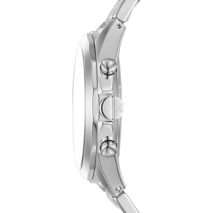 Armani Exchange Silver Tone Chronographenarmbanduhr für Männer, Quarzwerk, 44mm Gehäusegröße, Edelstahlarmband in Silberton und Dunkelgrau, wasserdicht bis 50m – Bild 4