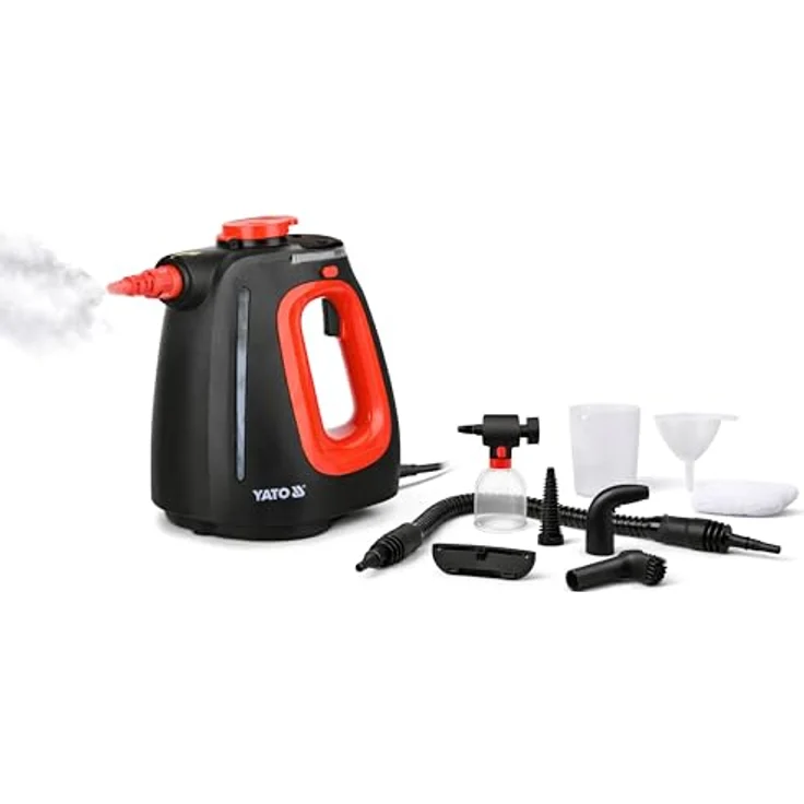 YATO YT-85760 Handdampfreiniger 1350W – Chemiefreier Dampfreiniger mit 110°C, 15s Aufheizzeit, 550ml Tank, Fugen- & Teppichreiniger mit Zubehör – Bild 1