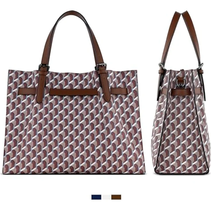 Bugatti Ella Shoulderbag L, elegante Tote Bag aus Kunstleder mit 2 Tragevarianten, braun – Bild 3