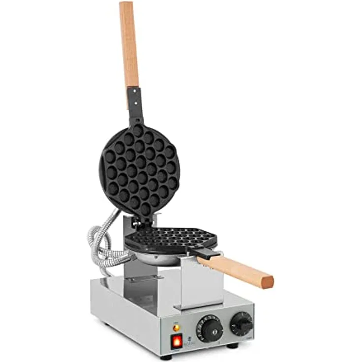Royal Catering Bubble-Waffeleisen Waffelgerät Waffelautomat Waffle Maker RCWM-1400-B (1.415 W, Bubble-Muster, Edelstahl/Aluminium)