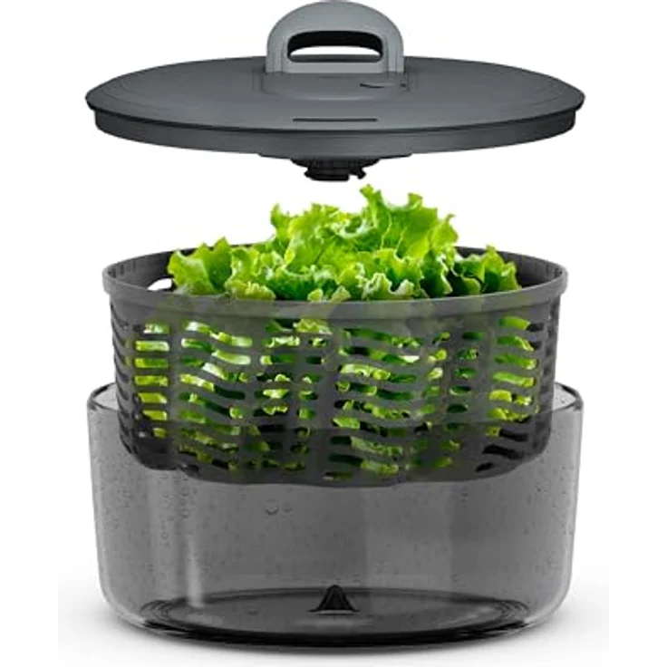 Zyliss Easy Spin Salatschleuder Klein, 3.5L mit Seilzug, rutschfestem Boden und AquaVent™-Technologie zur schnellen Wasserentfernung – Bild 1