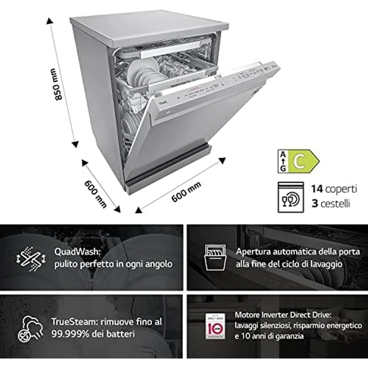 LG DF455HSS Freistehende Spülmaschine – Bild 2