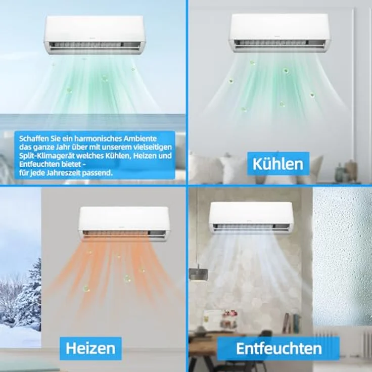 Be Cool Premium Split-Klimagerät T-PRO Series 12.000 BTU, smarte Klimatisierung mit WiFi-Steuerung, Silent Mode und Healthy Filters – Bild 5